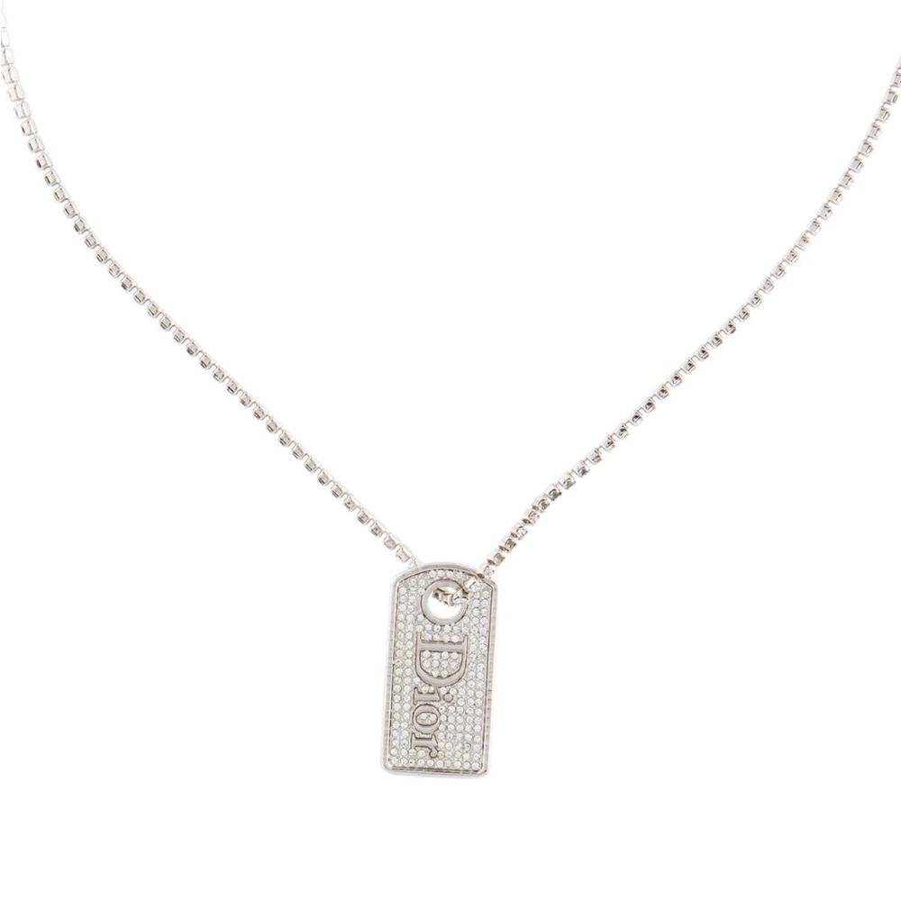 Christian Dior Crystal Dog tag Necklace